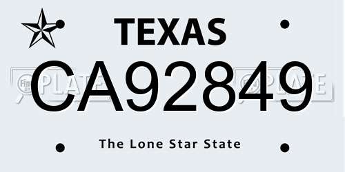 CA92849 Texas License Plate