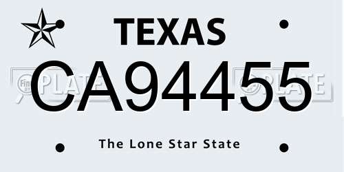 CA94455 Texas License Plate