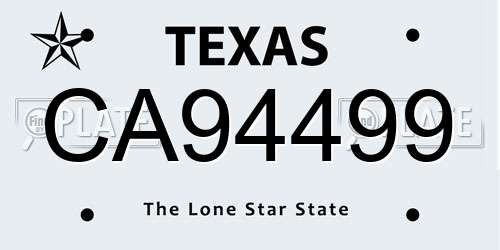 CA94499 Texas License Plate