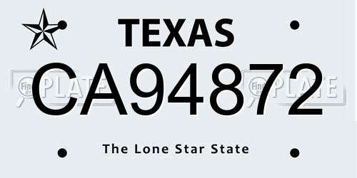CA94872 Texas License Plate