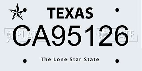 CA95126 Texas License Plate