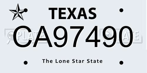 CA97490 Texas License Plate