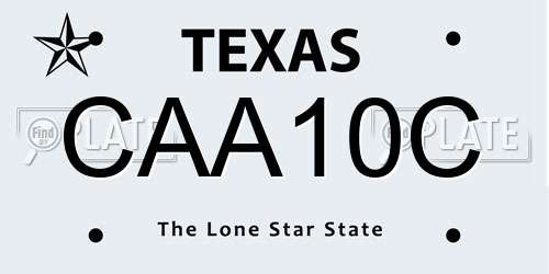 CAA10C Texas License Plate