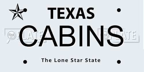 CABINS Texas License Plate