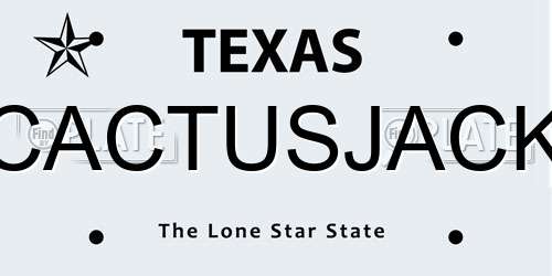 CACTUSJACK Texas License Plate