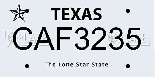 CAF3235 Texas License Plate