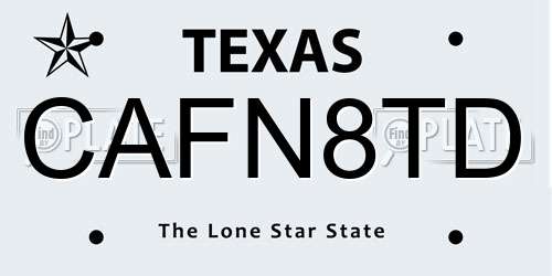 CAFN8TD Texas License Plate