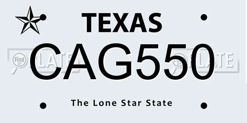 CAG550 Texas License Plate