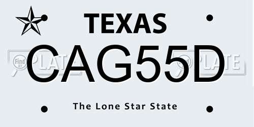CAG55D Texas License Plate