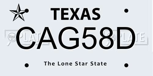 CAG58D Texas License Plate