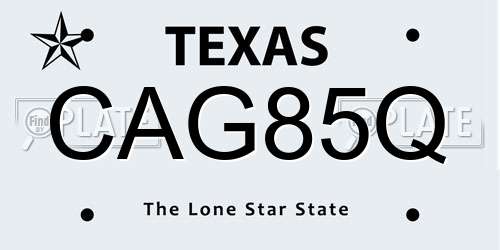 CAG85Q Texas License Plate