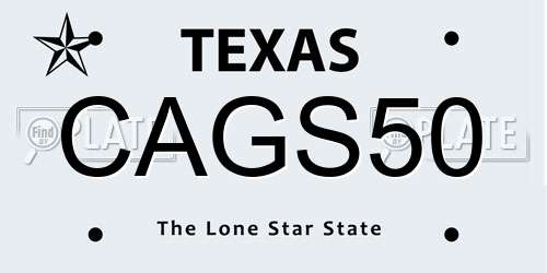 CAGS50 Texas License Plate