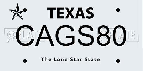 CAGS80 Texas License Plate