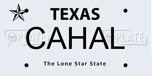 CAHAL Texas License Plate