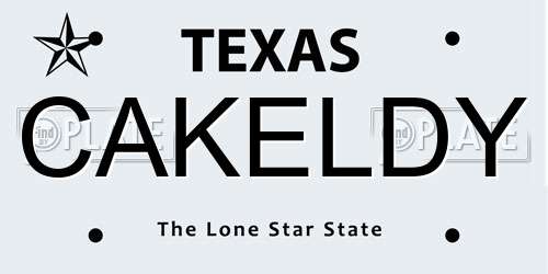 CAKELDY Texas License Plate
