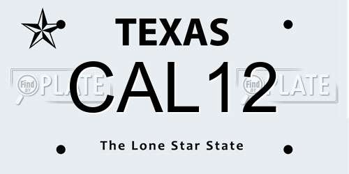 CAL12 Texas License Plate