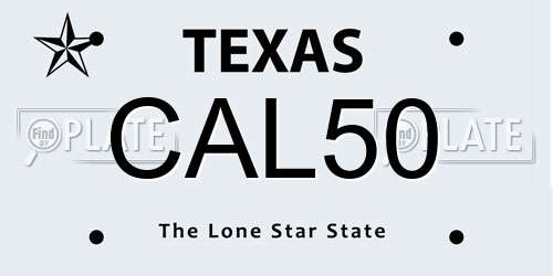 CAL50 Texas License Plate