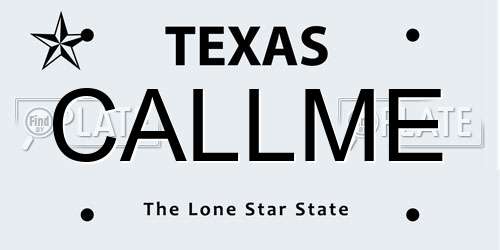 CALLME Texas License Plate