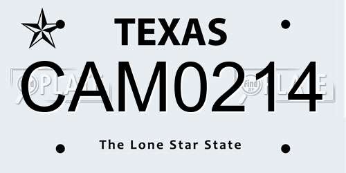 CAM0214 Texas License Plate