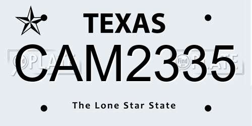 CAM2335 Texas License Plate