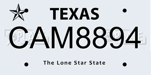 CAM8894 Texas License Plate