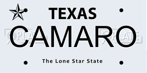 CAMARO Texas License Plate