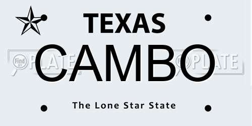 CAMBO Texas License Plate