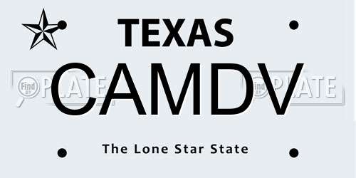 CAMDV Texas License Plate
