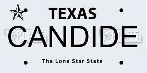 CANDIDE Texas License Plate