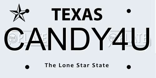 CANDY4U Texas License Plate