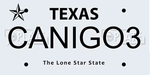 CANIGO3 Texas License Plate