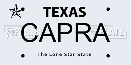 CAPRA Texas License Plate