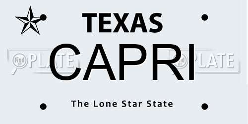 CAPRI Texas License Plate