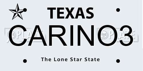 CARINO3 Texas License Plate