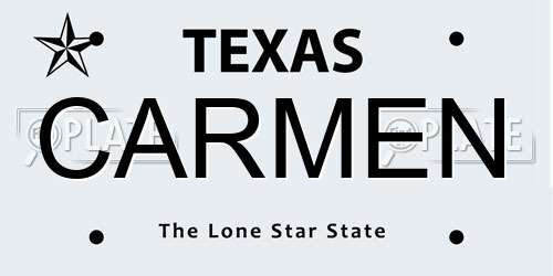 CARMEN Texas License Plate