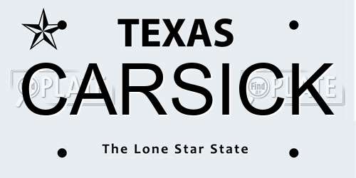 CARSICK Texas License Plate