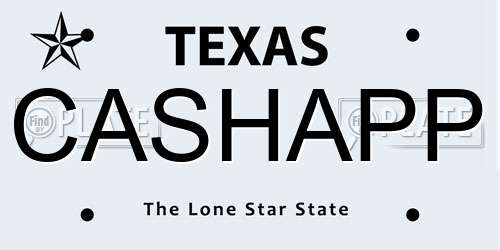 CASHAPP Texas License Plate