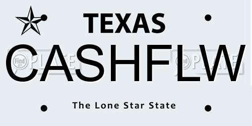CASHFLW Texas License Plate