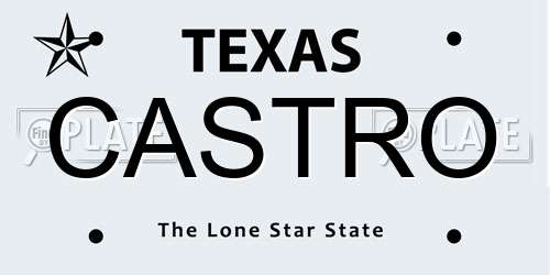 CASTRO Texas License Plate