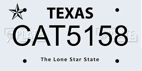 CAT5158 Texas License Plate