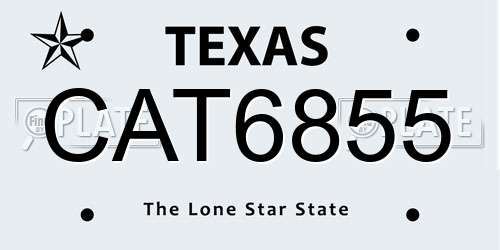 CAT6855 Texas License Plate