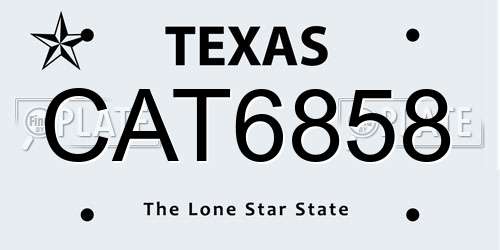 CAT6858 Texas License Plate