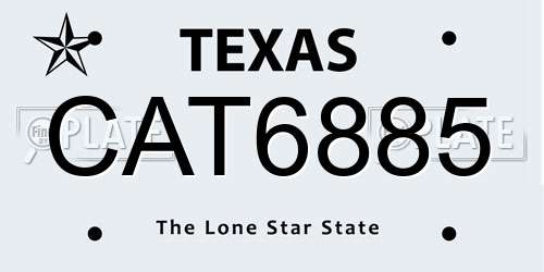 CAT6885 Texas License Plate