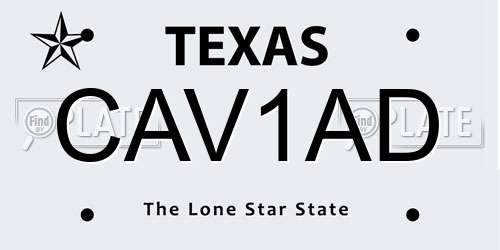 CAV1AD Texas License Plate