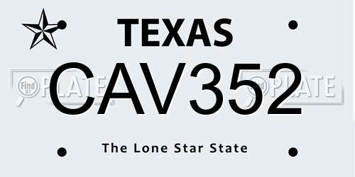 CAV352 Texas License Plate