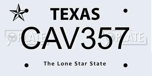 CAV357 Texas License Plate