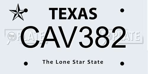 CAV382 Texas License Plate