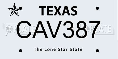 CAV387 Texas License Plate
