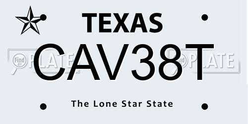 CAV38T Texas License Plate