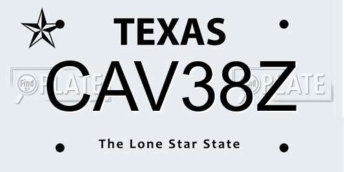CAV38Z Texas License Plate